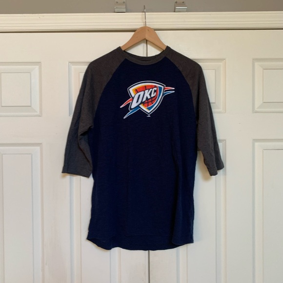Oklahoma City Thunder 3/4 Sleeve T-Shirt Majestic - Picture 1 of 7
